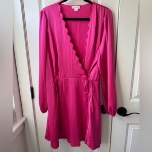 Chic Soul Pink Scalloped Wrap Dress